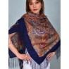 PAVLOVO POSAD RUSSIAN SHAWL 125x125 cm 49x49" 100% Wool Scarf Wrap Silk Fringe 814-14