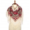 PAVLOVO POSAD RUSSIAN SHAWL 125x125 cm 49x49" 100% Wool Scarf Wrap Woolen Fringe 1901-1