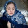 PAVLOVO POSAD RUSSIAN SHAWL 125x125 cm 49x49" 100% Wool Scarf Wrap Woolen Fringe 23-14