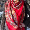 PAVLOVO POSAD RUSSIAN SHAWL 146x146 cm 57x57" 100% Wool Scarf Wrap Silk Fringe 1121-3
