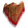 PAVLOVO POSAD RUSSIAN SHAWL 146x146 cm 57x57" 100% Wool Scarf Wrap Silk Fringe 1496-5