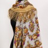 PAVLOVO POSAD RUSSIAN SHAWL 146x146 cm 57x57" 100% Wool Scarf Wrap Silk Fringe 1511-2