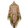 PAVLOVO POSAD RUSSIAN SHAWL 146x146 cm 57x57" 100% Wool Scarf Wrap Silk Fringe 1723-10