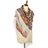 PAVLOVO POSAD RUSSIAN SHAWL 146x146 cm 57x57" 100% Wool Scarf Wrap Silk Fringe 1727-0