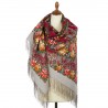 PAVLOVO POSAD RUSSIAN SHAWL 146x146 cm 57x57" 100% Wool Scarf Wrap Silk Fringe 1727-1