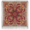 PAVLOVO POSAD RUSSIAN SHAWL 146x146 cm 57x57" 100% Wool Scarf Wrap Silk Fringe 1727-1
