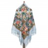 PAVLOVO POSAD RUSSIAN SHAWL 146x146 cm 57x57" 100% Wool Scarf Wrap Silk Fringe 1730-1