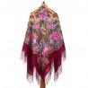 PAVLOVO POSAD RUSSIAN SHAWL 146x146 cm 57x57" 100% Wool Scarf Wrap Silk Fringe 1730-6