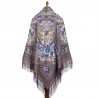 PAVLOVO POSAD RUSSIAN SHAWL 146x146 cm 57x57" 100% Wool Scarf Wrap Silk Fringe 1755-1