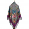 PAVLOVO POSAD RUSSIAN SHAWL 146x146 cm 57x57" 100% Wool Scarf Wrap Silk Fringe 1755-15