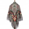 PAVLOVO POSAD RUSSIAN SHAWL 146x146 cm 57x57" 100% Wool Scarf Wrap Silk Fringe 1789-1