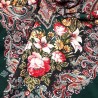 PAVLOVO POSAD RUSSIAN SHAWL 146x146 cm 57x57" 100% Wool Scarf Wrap Silk Fringe 1789-9