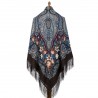 PAVLOVO POSAD RUSSIAN SHAWL 146x146 cm 57x57" 100% Wool Scarf Wrap Silk Fringe 1789-17