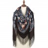 PAVLOVO POSAD RUSSIAN SHAWL 146x146 cm 57x57" 100% Wool Scarf Wrap Silk Fringe 1789-17