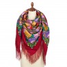 PAVLOVO POSAD RUSSIAN SHAWL 146x146 cm 57x57" 100% Wool Scarf Wrap Silk Fringe 1797-5
