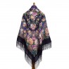 PAVLOVO POSAD RUSSIAN SHAWL 146x146 cm 57x57" 100% Wool Scarf Wrap Silk Fringe 1797-15