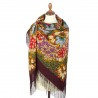 PAVLOVO POSAD RUSSIAN SHAWL 146x146 cm 57x57" 100% Wool Scarf Wrap Silk Fringe 1813-8