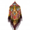 PAVLOVO POSAD RUSSIAN SHAWL 146x146 cm 57x57" 100% Wool Scarf Wrap Silk Fringe 1813-8