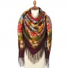 PAVLOVO POSAD RUSSIAN SHAWL 146x146 cm 57x57" 100% Wool Scarf Wrap Silk Fringe 1813-8