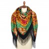 PAVLOVO POSAD RUSSIAN SHAWL 146x146 cm 57x57" 100% Wool Scarf Wrap Silk Fringe 1813-14