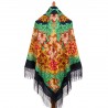 PAVLOVO POSAD RUSSIAN SHAWL 146x146 cm 57x57" 100% Wool Scarf Wrap Silk Fringe 1813-14