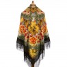 PAVLOVO POSAD RUSSIAN SHAWL 146x146 cm 57x57" 100% Wool Scarf Wrap Silk Fringe 1813-10