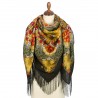 PAVLOVO POSAD RUSSIAN SHAWL 146x146 cm 57x57" 100% Wool Scarf Wrap Silk Fringe 1813-10
