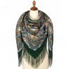 PAVLOVO POSAD RUSSIAN SHAWL 146x146 cm 57x57" 100% Wool Scarf Wrap Silk Fringe 1858-9