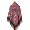 PAVLOVO POSAD RUSSIAN SHAWL 146x146 cm 57x57" 100% Wool Scarf Wrap Silk Fringe 1858-7