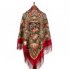 PAVLOVO POSAD RUSSIAN SHAWL 146x146 cm 57x57" 100% Wool Scarf Wrap Silk Fringe 1858-5