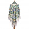 PAVLOVO POSAD RUSSIAN SHAWL 146x146 cm 57x57" 100% Wool Scarf Wrap Silk Fringe 1868-1