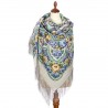 PAVLOVO POSAD RUSSIAN SHAWL 146x146 cm 57x57" 100% Wool Scarf Wrap Silk Fringe 1868-1