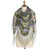 PAVLOVO POSAD RUSSIAN SHAWL 146x146 cm 57x57" 100% Wool Scarf Wrap Silk Fringe 1868-2