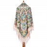 PAVLOVO POSAD RUSSIAN SHAWL 146x146 cm 57x57" 100% Wool Scarf Wrap Silk Fringe 1868-3