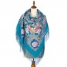 PAVLOVO POSAD RUSSIAN SHAWL 146x146 cm 57x57" 100% Wool Scarf Wrap Silk Fringe 1873-11