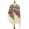 PAVLOVO POSAD RUSSIAN SHAWL 146x146 cm 57x57" 100% Wool Scarf Wrap Woolen Fringe 353-0
