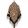 RUSSIAN PAVLOVO POSAD SHAWL 135x135cm SCARF ITALIAN 100%WOOL SILK FRINGE 1653-18