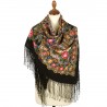 RUSSIAN PAVLOVO POSAD SHAWL 135x135cm SCARF ITALIAN 100%WOOL SILK FRINGE 1653-18