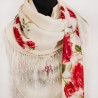 PAVLOVO POSAD RUSSIAN SHAWL 146x146 cm 57x57" 100% Wool Scarf Wrap Silk Fringe 1227-1