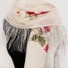 PAVLOVO POSAD RUSSIAN SHAWL 146x146 cm 57x57" 100% Wool Scarf Wrap Silk Fringe 1227-1