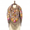 RUSSIAN PAVLOVO POSAD SHAWL 135x135cm SCARF ITALIAN 100%WOOL SILK FRINGE 1739-17