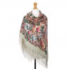 RUSSIAN PAVLOVO POSAD SHAWL 135x135cm SCARF ITALIAN 100%WOOL SILK FRINGE 1773-1