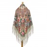 RUSSIAN PAVLOVO POSAD SHAWL 135x135cm SCARF ITALIAN 100%WOOL SILK FRINGE 1773-1