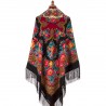 PAVLOVO POSAD RUSSIAN SHAWL 146x146 cm 57x57" 100% Wool Scarf Wrap Silk Fringe 1910-18