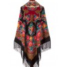 PAVLOVO POSAD RUSSIAN SHAWL 146x146 cm 57x57" 100% Wool Scarf Wrap Silk Fringe 1910-18