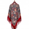 PAVLOVO POSAD RUSSIAN SHAWL 146x146 cm 57x57" 100% Wool Scarf Wrap Silk Fringe 1912-5