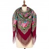 PAVLOVO POSAD RUSSIAN SHAWL 146x146 cm 57x57" 100% Wool Scarf Wrap Silk Fringe 1912-6