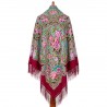 PAVLOVO POSAD RUSSIAN SHAWL 146x146 cm 57x57" 100% Wool Scarf Wrap Silk Fringe 1912-6