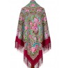 PAVLOVO POSAD RUSSIAN SHAWL 146x146 cm 57x57" 100% Wool Scarf Wrap Silk Fringe 1912-6