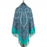 PAVLOVO POSAD RUSSIAN SHAWL 146x146 cm 57x57" 100% Wool Scarf Wrap Silk Fringe 1930-11